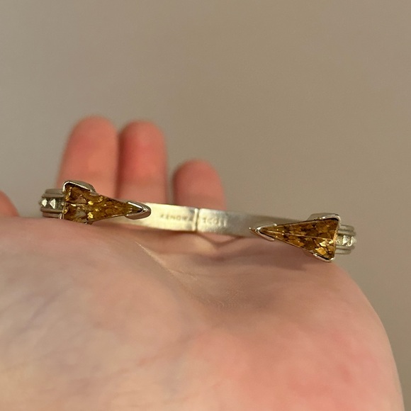 Kendra Scott Misty Hinge Bracelet Gold w/ Brown Triangle Stones - Picture 3 of 5